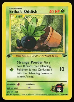 Erika's Oddish 70/132 Common 1st Edition Gym Challenge Pokemon Card - Image 1