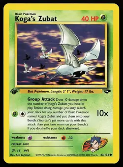 Koga's Zubat 83/132 Common 1st Edition Gym Challenge Pokemon Card - Image 1