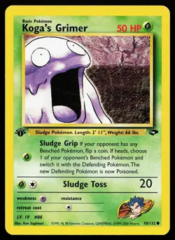 Koga's Grimer 78/132 Common 1st Edition Gym Challenge Pokemon Card - Image 1