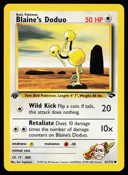 Blaine's Doduo 61/132 Common 1st Edition Gym Challenge Pokemon Card - Image 1