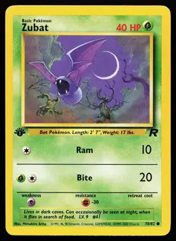 Zubat 70/82 Common 1st Edition Team Rocket Pokemon Card - Image 1