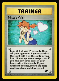 Misty's Wish 108/132 Unlimited Rare Gym Challenge Pokemon Card - Image 1