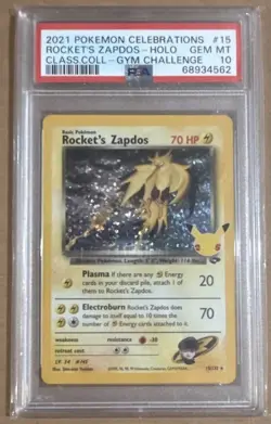 ⚡ 2021 POKEMON CELEBRATIONS CLASSIC COLL #15 ROCKET'S ZAPDOS-HOLO PSA 10 RARE - Image 1
