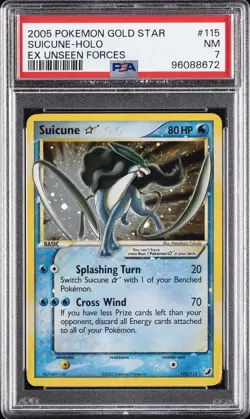 2005 POKEMON EX UNSEEN FORCES GOLD STAR #115 SUICUNE-HOLO PSA 7 - Image 1