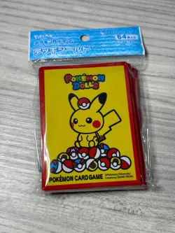 Pokemon Dolls Pikachu Card Sleeves Deck TCG 64 Official Pokemon Center JAPAN NEW - Image 1