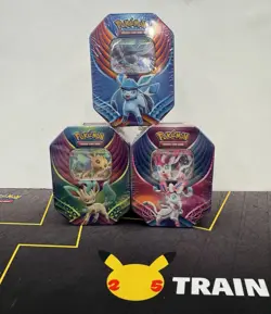 Pokemon TCG Evolution Celebration Tins - Set Of 3 Leafeon Glaceon & Sylveon Lot - Image 1