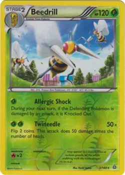Pokemon - Beedrill - 3/160 - Rare - Reverse Holo - XY - Primal Clash - LP - Image 1