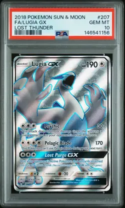 Pokemon Lugia GX Full Art Holo Ultra Rare Lost Thunder #207 PSA 10 GEM MINT - Image 1