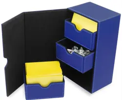 BCW Blue Leatherette Deck Box Vault LX 200 Hold Sleeved Topload Gaming CCG Card - Image 1