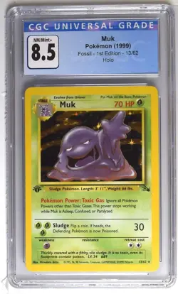 CGC 8.5 NM/MINT+ Muk 1999 Fossil - 1st Edition 13/62 Holo Pokemon Card psa - Image 1