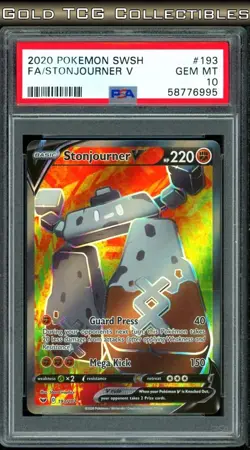 PSA 10 ⭐ Pokemon Stonjourner V 193 Vivid Voltage Full Art Graded Card - Image 1