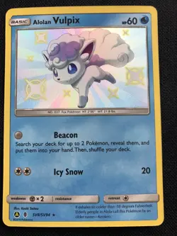 Alolan Vulpix SV8/SV94 Shiny Holo Rare Pokemon Hidden Fates - Image 1