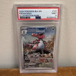 2025 POKEMON BLK EN-BLACK BOLT ILLUSTRATION RARE #137 KROOKODILE PSA 9 - Image 1