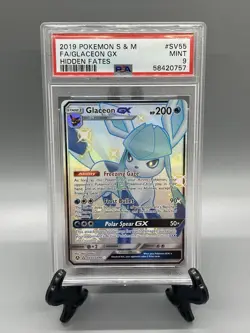 Pokemon Full Art Glaceon GX Hidden Fates #SV55 PSA 9 - Image 1