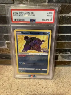 PSA 9 Radiant Blastoise Pokemon Go Mint Holo Rare - Image 1