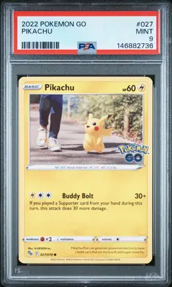 2022 POKEMON GO #027 PIKACHU PSA 9 - Image 1