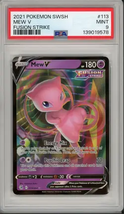 2021 Pokemon SWSH Fusion Strike Mew V #113 PSA 9 - Image 1