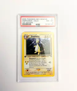 2000 POKEMON NEO GENESIS 1ST EDITION #1 AMPHAROS HOLO PSA 8 NM-MT - Image 1