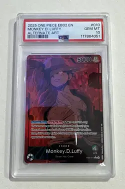 2025 ONE PIECE EB02-EXTRA BOOSTER -ANIME 25TH COLL- #010 MONKEY D. LUFFY PSA 10 - Image 5