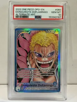 PSA 10 Donquixote Doflamingo OP01-060 Alt Art Leader One Piece Romance Dawn - Image 1