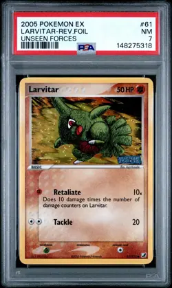 2005 Pokemon EX Unseen Forces Larvitar-Reverse Foil #61 NM 7 *NEWLY GRADED* - Image 1
