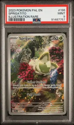 Sprigatito Illustration RARE PSA 9 2023 Pokemon EN #196 MINT Paldea Evolved Holo - Image 1