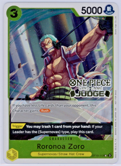One Piece Roronoa Zoro OP10-113 (Judge Pack Vol. 6) Judge Stamp Promo Near Mint - Image 1