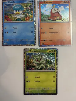 Pokemon M23n Holo Lot - Quaxly, Fuecoco, Sprigatito - 3 Basic Cards (2023) - Image 1