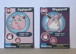 1999 Pokemon Poke Trivia Jigglypuff & Wigglytuff Burger King Perforated Cards - Image 1