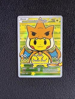 Pikachu Poncho Charizard - Holo Foil Gen 1 - After Skool Hobby Fan Art - Pokemon - Image 1