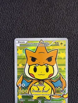 Pikachu Poncho Charizard - Holo Foil Gen 1 - After Skool Hobby Fan Art - Pokemon - Image 2