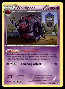 Whirlipede 73/149 Uncommon Boundaries Crossed Pokemon Lightly Played - Image 1