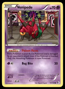 Venipede 72/149 Common Boundaries Crossed Pokemon Lightly Played - Image 1