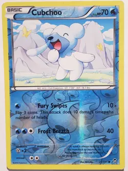 REVERSE HOLO Cubchoo 21/111 PL - XY Furious Fists Pokemon Card - kirisAki Art - Image 1