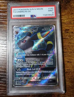 Umbreon GX 142/149 PSA 9 Full Art Sun & Moon Pokemon Card Graded - Image 1