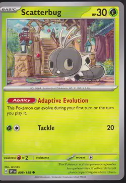 Scatterbug Common SV01: Scarlet Violet Base Set 008/198 Pokemon Trading Card TCG - Image 1