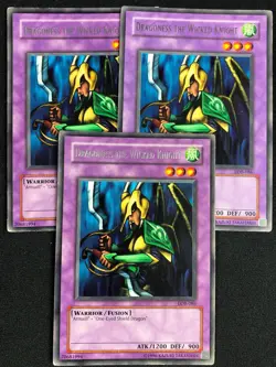 YUGIOH DRAGONESS THE WICKED KNIGHT LOB-086 RARE X3(LP) - Image 1