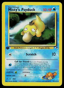 Pokemon Card - Misty's Psyduck Gym Heroes 54/132 Uncommon 1st Edition - Image 1