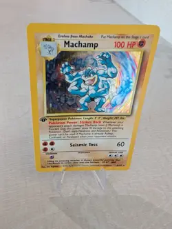 Pokemon TCG Machamp 1st Edition Holo Rare Card Base Set 8/102 NM Condition - Image 1