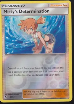 Misty's Determination Reverse Holo Hidden Fates 62/68 Pokemon Trading Card TCG - Image 1