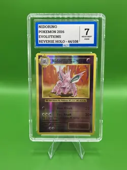 Pokemon Nidorino 44/108 Reverse Holo Evolutions 2016 Grade 7 AEY Near Mint - Image 1