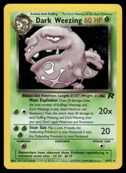 Pokemon Cards Dark Weezing 14/82 Unlimited Holo Team Rocket WOTC Rare MP - Image 1