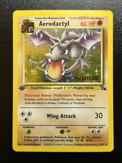 AERODACTYL Prerelease Pokemon Card - WOTC - 1st Edition Fossil 1/62 HOLO LP (B) - Image 1