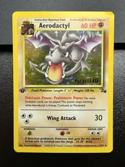 AERODACTYL Prerelease Pokemon Card - WOTC - 1st Edition Fossil 1/62 HOLO LP (B) - Image 2