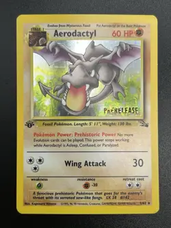 AERODACTYL Prerelease Pokemon Card - WOTC - 1st Edition Fossil 1/62 HOLO LP (B) - Image 4