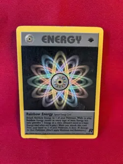 Pokemon TCG Rainbow Energy 80/82 Team Rocket Holo Pokemon Card Played - Image 2