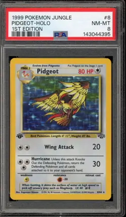 Pokemon Pidgeot Jungle 1st Edition Holo Rare #8 PSA 8 - Image 1
