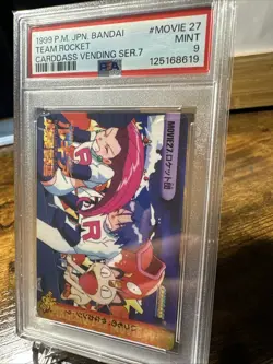1999 Pokemon JPN Bandai Animae Vending Series 7 #Movie 27 Team Rocket PSA 9 - Image 2