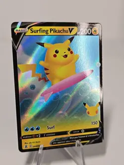 Pokemon TCG SWSH Celebrations Surfing Pikachu V 008/025 Ultra Rare Holo NM! - Image 3