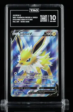 Pokemon TCG Jolteon V 177/203 Evolving Skies Ultra Rare Full Art NM TAG 10 - Image 1